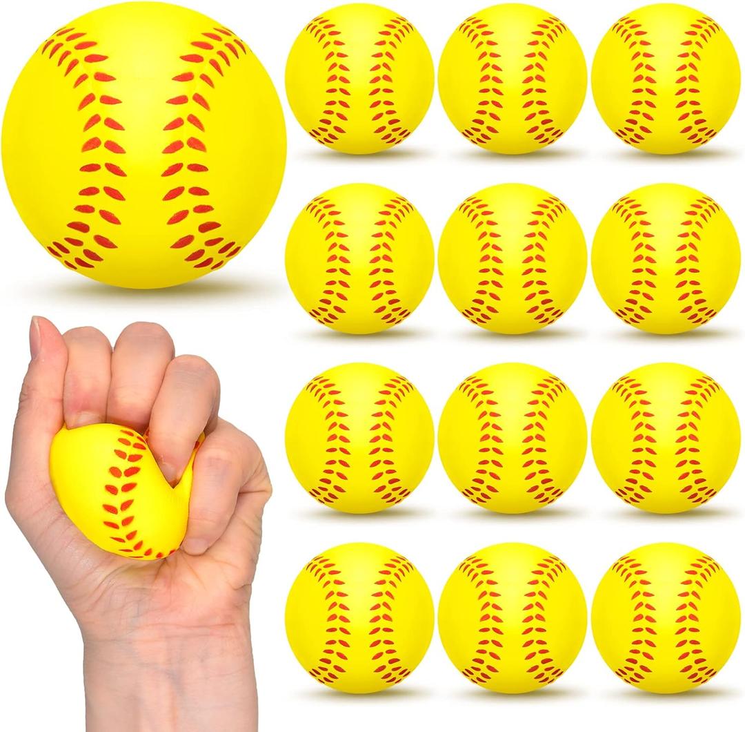 Minatee 12 Pieces Mini Softballs Foam Softball, Stress Balls 2.5' Sports Balls Goodie Bag Stuffers, Small Squeeze Anxiety Bulk Ball, Birthday Gift School Carnival Party Favors Supplies