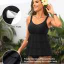 Tempt Me Women Tankini Top Only V Neck Swim Tops Tummy Control Bathing Suit Top No Bottom (Black, XL)