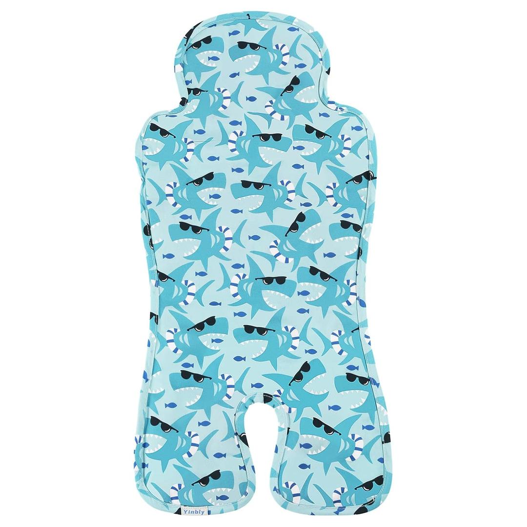 Gel Car Seat Cooler Pad for Children, Summer Breathable Ice Stroller Cooler Mat, Multifunctional Baby Cooling Pad Suitable for Stroller, Baby Dining Chair, Child Safety Seat (Blue Shark)