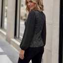 HEYTALALA Womens Puff Long Sleeve Tunic Tops Button Down Square Neck Blouse Loose Fit Basic T Shirt Elegant Tee Shirts (XXL)