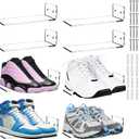 Youeon 8 Pack Floating Shoe Display Shelf, 8 x 3 Inch Acrylic Shoe Shelf for Wall, Floating Sneaker Shelves, Hanging Shoe Shelves for Bedroom, Gaming Room, Sneaker Collection, Easy to Install