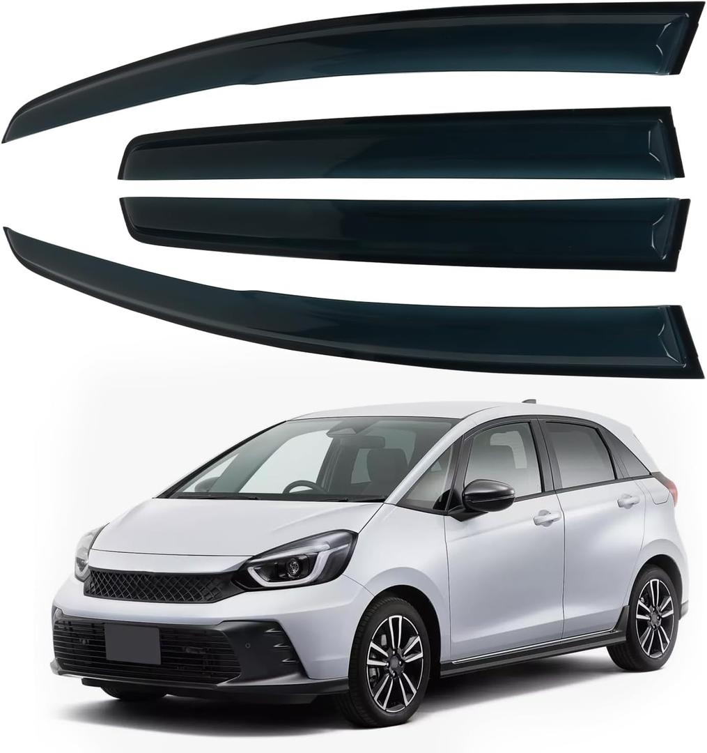 4PCS Rain Guards Window Visors Fits for Honda FIT (Jazz) 2015-2020 4-Door, Front & Rear Wind Deflector, Outside Mount Vent Shade Shield, 2016 2017 2018 2019 Exterior Car Accessories