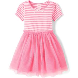 Gymboree Girls' and Toddler Short Sleeve Tutu Dresses (4T, Pink Striped)
