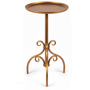 Round Side Table, Small Metal Drink Table for Small Spaces, Modern Martini Table for Living Room, Bedroom, Corners, and Office (Copper)