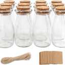Magic Season Decorative Glass Bottles with Cork Stoppers (3.3 fl oz. Pudding Bottles / 50 Pcs)