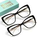CCVOO Trendy Reading Glasses for Women, Oversized Blue Light Readers, Cheaters Eyeglasses, Stylish Square Cat Eye Glasses