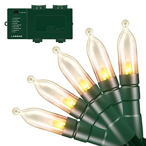 LOENDE Christmas Lights with Timer Battery Operated String Lights 200 LED 8 Modes String Lights Clear Mini Light Set for Wedding Party Home Garden Wreath, Waterproof, Warm White