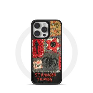 TV Series Theme Graffiti Phone Case for iPhone 15 Pro Max, Black Carbon Fiber Glossy Phone Cases
