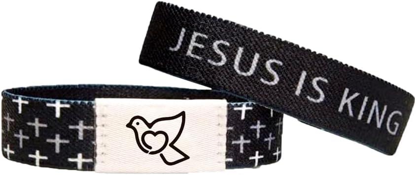 2 x Bible Verse Bracelets With NFCChristian Daily Bible Verse Bracelet for Women Men TeensWearable Scan God Scripture Bracelets Wristbands Religious Halloween Christmas Gifts (Black)