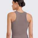 G4Free Barefeel Built in Bra Workout Tops for Women Removable Pads Longline Sport Bras Racerback Athletic Tank Yoga Gym (XL)