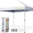 Anytee-10x10 Pop Up Canopy Tent, Easy Up Waterproof Outdoor Canopy with Wheeled Bag, Sun Shade for Patio, Backyard, Parties, Camping-White