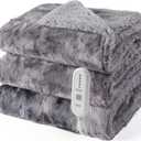Dowin Heated Blanket King Size, Dual Controllers Faux Fur Electric Blankets, Tie-dye Plush Heating Blanket, Over-Heat Protect, 5 Heating Levels, Machine Washable (100"x 90" Grey)