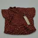 Dokotoo Fall Dresses for Women 2025 Beach Vacation Clothes Boho Smocked Square Neck 3/4 Sleeve Ruffle Bohemian Floral Printed Casual Empire Waist Mini Dress A-Line Short Dress Sundress Red Small