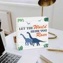 Rustic Dinosaur Wooden Block Sign, Decorative Sign for Boys' Room, Office, Home, Gift Idea, 5" x 5"