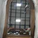 36"x24" Arched Wooden Frame Wall Mirror, Rustic Vanity Wall Mirror for Bathroom, Bedroom, Brown