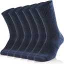 SOX TOWN Unisex Cushioned Crew Training Athletic Socks Men & Women with Combed Cotton Moisture Wicking Breathable Performance (9-11, Navyblue(6 Pairs))