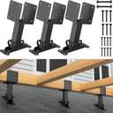 4x4 Heavy Duty Adjustable Angle Pergola Brackets Kit, Black Metal Roof Riser Beam Bracket (3 Pack)