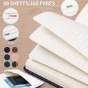 2 x Lined Journal Notebook for Work, A5 Stripe Leather Notebook with Polyester Pen Sleeve, 100GSM/160 Pages Thick Paper, Daily Journals for Writing, School, Note Taking, Business, Travel, College Ruled (Black)