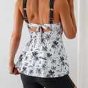 B2prity Tankini Swimsuits for Women Tummy Control Two Piece Modest Bathing Suits Floral Skirt Top with Boyshorts (Black, XXL)