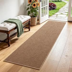 Faux Jute Runner Rug 2'x6', Washable & Non-Slip, Warm Taupe