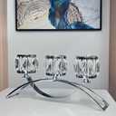 3 Arms Crystal Bowl Tealight Candelabra Votive Candle Stand, Wedding centerpieces for Tables Crystal CandlestickCenterpiece Table Decorations (Silver)