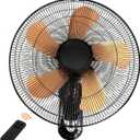 16 Inch Wall Mount Fan with Remote, 3-speed Wall Oscillating Quiet Fan with 5 Blades, Adjustable Tilt and Timing, High Velocity Wall-Mounted Fans for Bedroom, Gym, Office, Warehouse, Garage, Gold