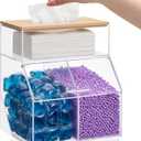 Juexica 3 in 1 Laundry Pods Container & Dryer Sheet Holder & Fragrance Beads Dispenser with Bamboo Lid Acrylic Dishwasher Pods Container Laundry Room Organization Storage for Room Kitchen Home