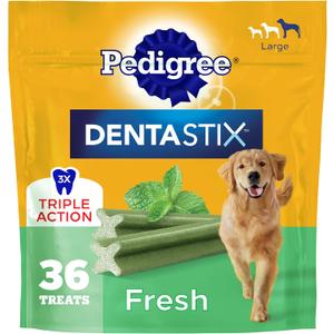 Pedigree Dentastix Dog Dental Treats, Large Breed Dog Treats, Fresh Flavor, 1.87 lb. Bag (36 Treats Total) (EXP 05/05/27)