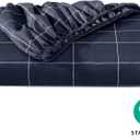 Bare Home Fitted Bottom Sheet Queen Size - Premium 1800 Microfiber - Ultra-Soft Hotel Luxury - Deep Pocket - Durable and Long Lasting (Queen, Grid - Midnight Blue/White)