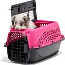 Petmate Two Door Pet Kennel for Pets up to 15 Pounds, Pink/Black, 19" Long (19.0"L x 13.0"W x 10.0"H)
