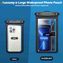 4 Pack 10.5 Large Waterproof Phone Pouch - Underwater Clear Cell Holder - Universal Water Proof Dry Bag with Neck Lanyard for iPhone 16 Pro Max Samsung Galaxy with Heavy Case for Beach Swimming Pool
