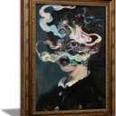 Vintage Gold Framed Gothic Wall Art Maximalist Witchy Feminine Eyes Painting Canvas Prints Dark Academia Poster Surreal Trippy Picture Artwork for Bedroom Living Room Home Decor (11''Lx9''W)