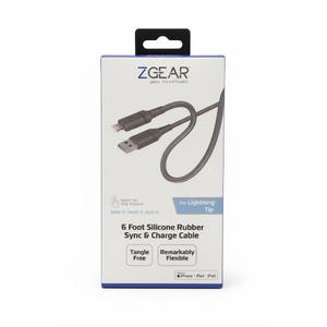 ZGEAR Silicone Rubber Cable For Lightning Tip 6FT Grey