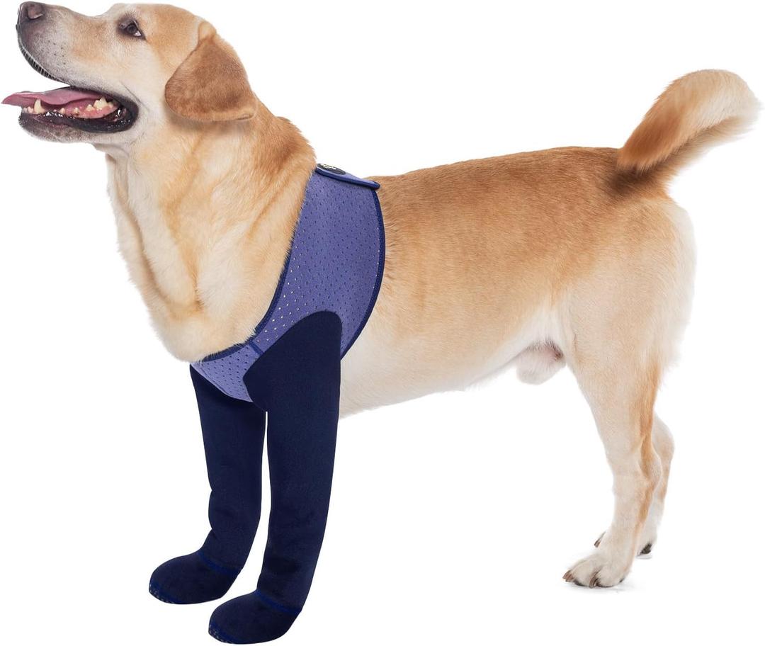 COODEO Dog Socks & Paw Protectors - Front Paws Only, Non-Slip Waterproof Dog Boots to Prevent Paw Licking, Protect Wounds & Aids Post-Surgery Recovery (Purple, XL)