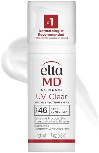 EltaMD UV Clear Face Sunscreen SPF 46, Oil-Free Sunscreen with Zinc Oxide, Dermatologist Recommended