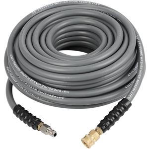 OCPTY 100FT 3/8" Flexible Pressure Washer Hose 4800 PSI, Non Marking Steel Wire Braided Kink Resistant Hose, Cold/Hot Water 275F, Power Washer Replacement Hose with 3/8" Quick Connect Adapter,Gray