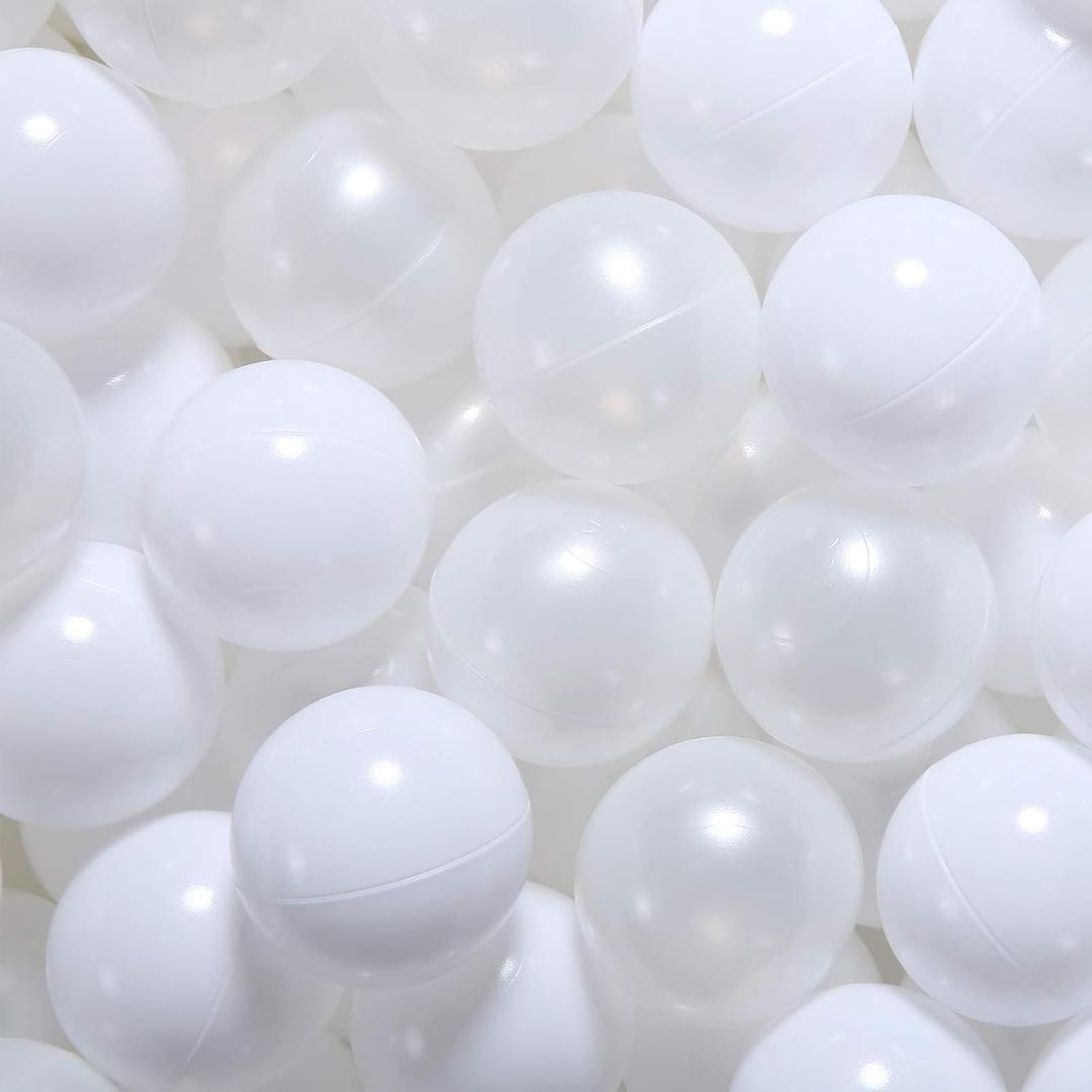 GOGOSO Ball Pit Balls for Toddlers Kids Plastic Balls for Ball-Pit Playpen Pool Baby Pastel Party Decor Fun Shaped Star Bulk 50 100 200 500 1000 Count (100 balls, A white+pearl white)