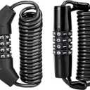 ROCKBROS Motorcycle Helmet Lock, Bike Helmet Lock, 4 Digit Little Cable Lock, Retractable Luggage Lock, Stroller Lock, Black, 2Pcs