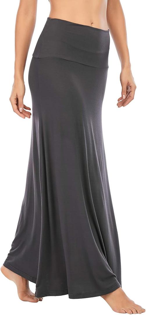 American Trends Womens Maxi Skirts Long Skirt for Women High Waist Maxi Dresses (Dark Grey), XL
