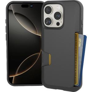 Smartish iPhone 16 Pro Wallet Case - Wallet Slayer Vol. 1 [Slim + Protective] Credit Card Holder - Drop Tested Hidden Flip Card Slot Cover Compatible with Apple iPhone 16 Pro - Black Tie Affair