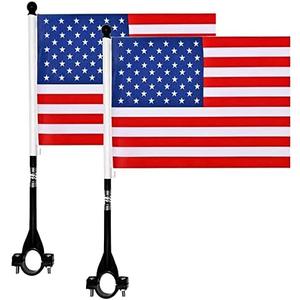 2 PACK Kids Bike Cycling Handlebar Safety Flag Pole Polyester Full Color Tear-Resistant Waterproof Flag American Flag