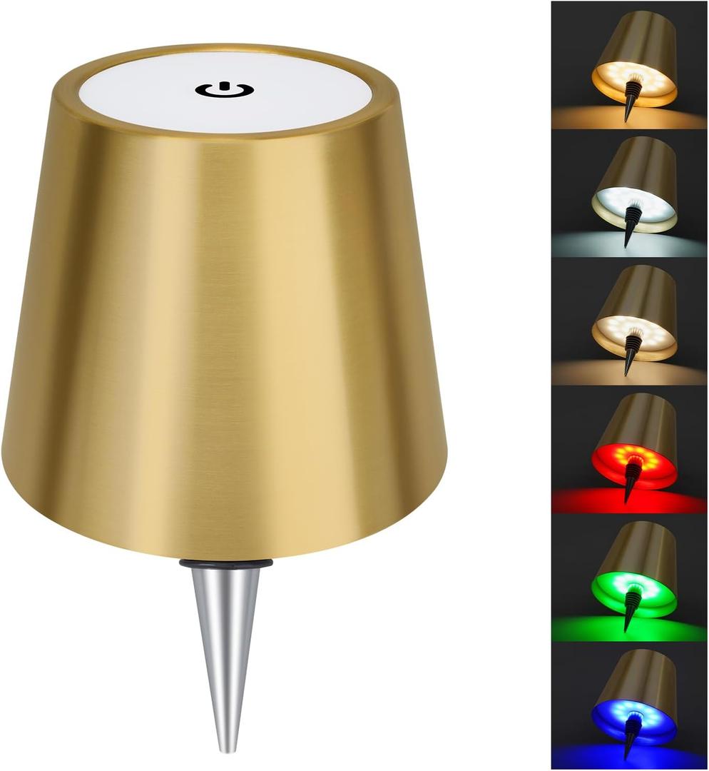 DUSKTEC Wireless Bottle Lampshade, 8 RGB Modes, Light Temperature 3000-6500K, Rechargeable Touch Bottle Lamp, Portable Wireless Lamp, Bar Lights, Party, Gift (Gold) (1-PACK)