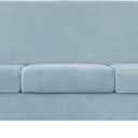 CONRUSER Stretch Sofa Slipcover, Soft Velvet Sofa Covers for 3 Cushion Couch Thick Furniture Protector for Pets & Kids (Light-blue, L)