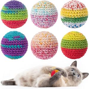Retro Shaw Cat Toys Balls, Yarn Cat Ball with Bell Inside, Kitten Toys for Indoor Cats Kitty, Interactive Cat Nip Chew Toys for All Pet Breed 6 Pack