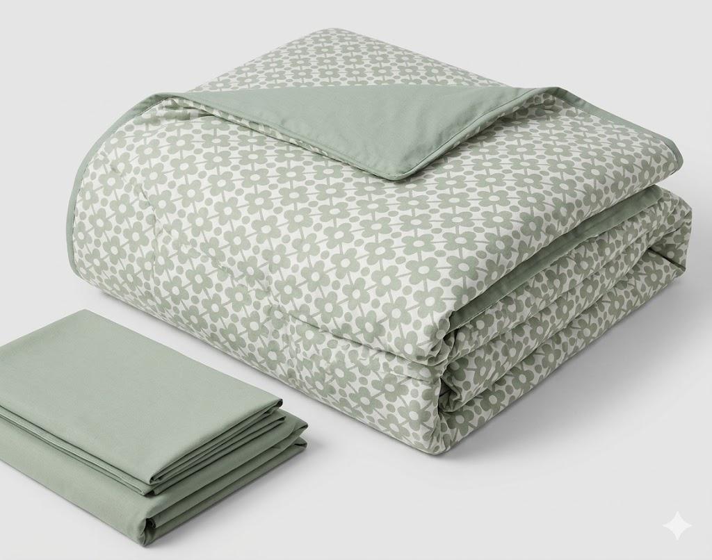 Luxudecor Floral Comforter Set King Size, 7 Pieces Bed in a Bag Olive Green Floral Comforter and Sheet Set, Soft Microfiber Green Complete Bedding Sets for All Seasons