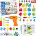 Educational Toys Building Blocks, 244 Pieces Electric Screwdriver DIY Building Toys for Boys and Girls, Educational Construction Building kit for Kids Ages 4 5 6 7 8 9 10 Year Old