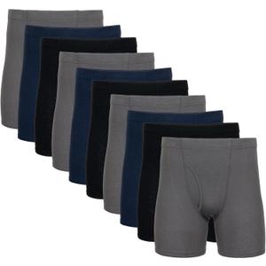 Gildan Men's Underwear Covered Waistband Boxer Briefs, Multipack (Black/Charcoal/Navy (10-pack))