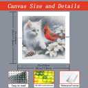 AMORARS Cat and Cardinal Diamond Art Kits for Adults - 5D Diamond Painting Kit for Beginners - DIY Full Diamond Dot Rond Gem Art Paintings and Gifts Home Decoration Crafts, 12x12Inch