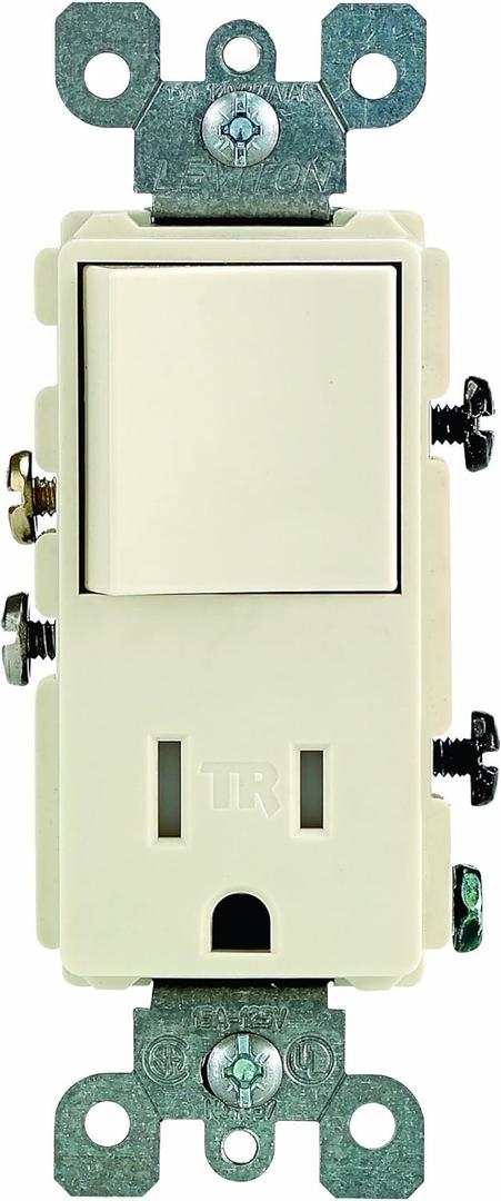 2 x Leviton T5625-A Decora Combination Switch and Tamper-Resistant Receptacle, Almond