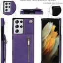 Compatible with Samsung Galaxy S23 Ultra Case 6.8 Inch, Pocket Purse Handbag Shoulder Strap Stylish Protective Cover for Galaxy S23 Ultra (Romantic Purple)